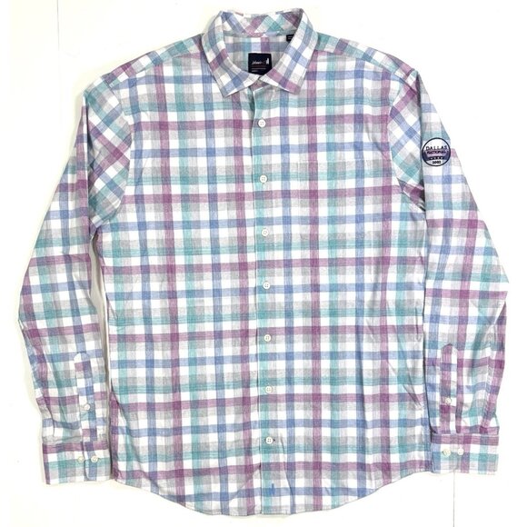 Johnnie-O Mens Performance Shirt Size Medium Dallas National Golf Club Plaid - Picture 2 of 9